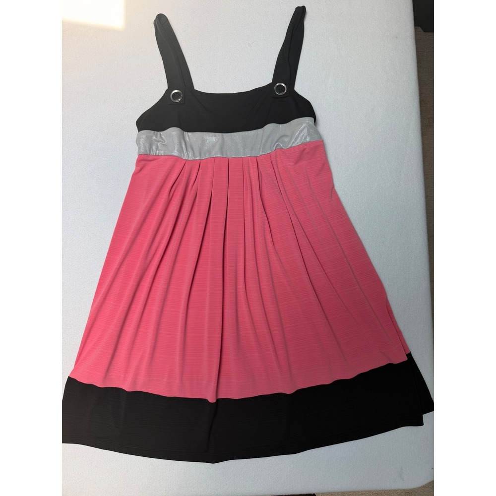Candies Y2K Pink Black Silver Colorblock Empire Waist Mini Dress XL 7178YDCD